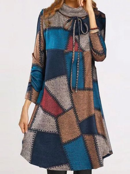 

Abito Maniche Lunghe Vintage, Multicolore, Midi Dresses