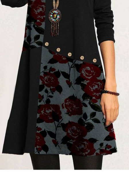 

Cotton-Blend Crew Neck Shirts & Tops, Deep gray, Dresses
