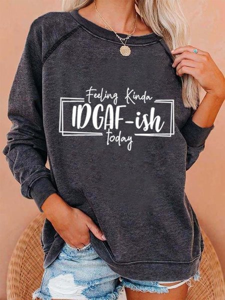 

Long Sleeve Letter Tops, Deep gray, Hoodies & Sweatshirts