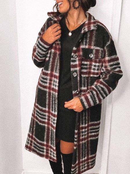 

Checkered/plaid Vintage Long Sleeve Jacket, Black, Coats