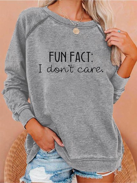 

Fun Fact I Don't Care Sweatshirt, Gray, Hoodies & Sweatshirts