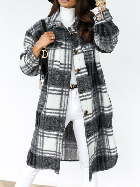 

Vintage Long Sleeve Shawl Collar Overshirt Jacket, Deep gray, Coats