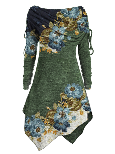 

Long Sleeve Floral Dresses, Green, Dresses
