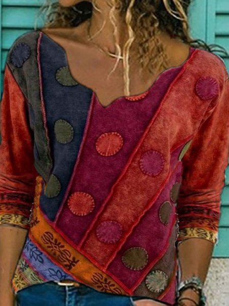 

Color-Block Simple & Basic Shirts & Tops, As picture, Tops