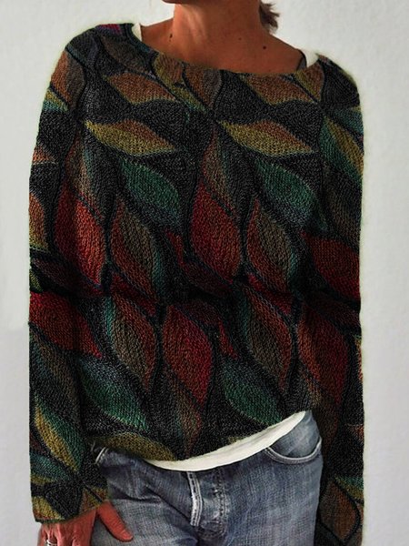 

Maglione Girocollo Maniche Lunghe Vintage, Multicolore, Blouses & Shirts