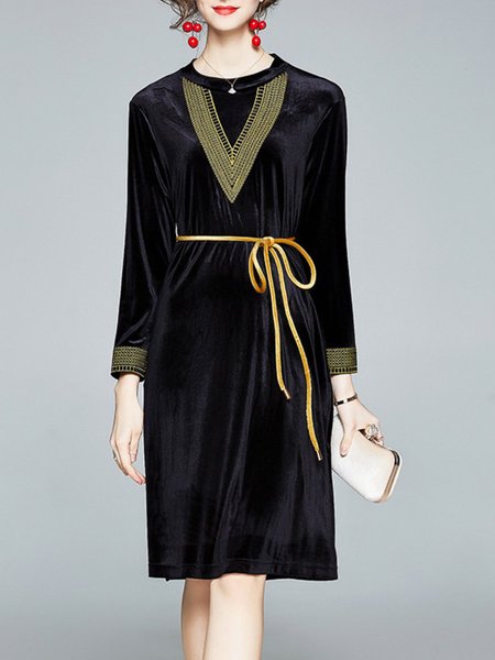

Daily Vintage Long Sleeve Mini Dress, Black, Midi Dresses