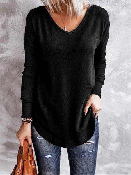 

Long Sleeve Cotton-Blend Sweatshirt, Black, Sweatshirts & Hoodies