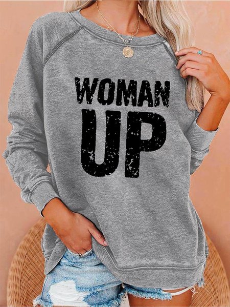 

WOWEN UP Graphic Sweatshirt, Gray, Hoodies&Sweatshirts