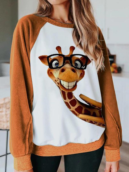 

Casual Long Sleeve Shift Animal Sweatshirts, Brown, Sweatshirts & Hoodies