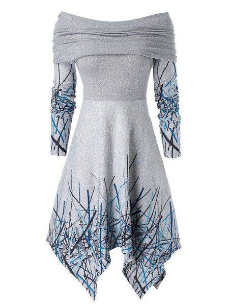 

Knitted A-Line Casual Dresses, Gray, Dresses