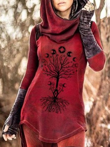 

Casual Plants Long Sleeve Hoodie Sweatshirt, Red, Hoodies & Sweatshirts