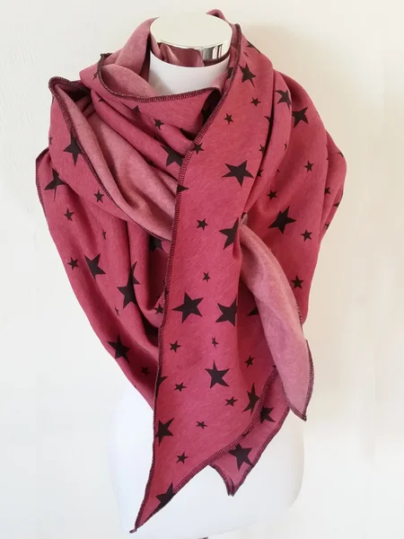

Plush warm retro elegant star cotton scarf and shawl, Deep pink, Women Scarves & Shawls