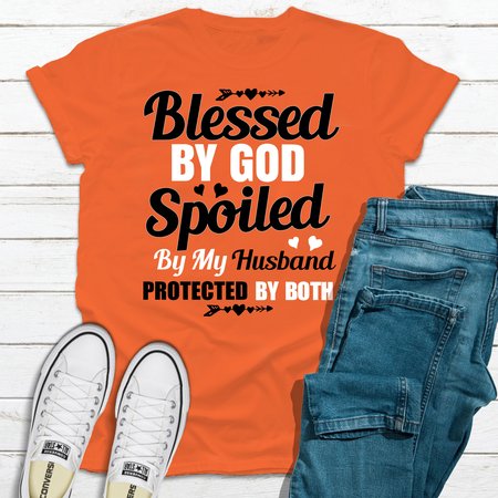 

Blessed By God Spoiled By My Husband Women's T-shirt, Orange, T-shirts