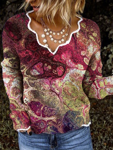 

Printed Long Sleeve Knitted Sweater, Multicolor, Sweaters & Cardigans
