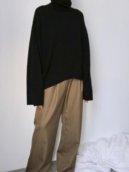 

Turtleneck Simple Solid Sweater, Black, Sweaters