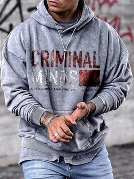 

Gray Casual Hoodie Cotton-Blend Men's Fashion Print Sweatshirt, Hoodies&Sweatshirts