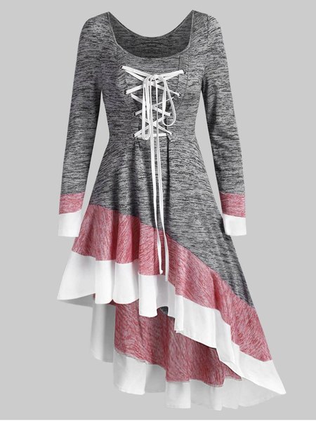 

Cotton Round Neck Casual Dresses, Gray, Dresses