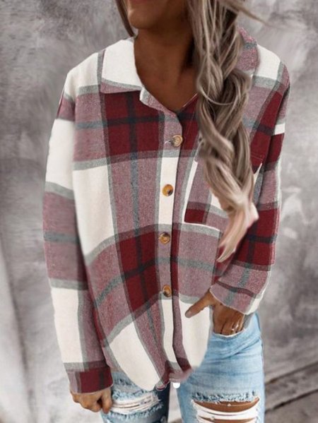 

Casual Long Sleeve Striped V Neck Knit coat, Red, Coats