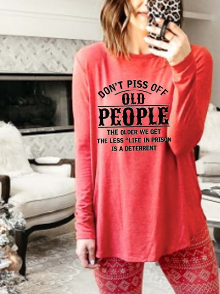 

Caual long sheeve Round Neck Tops, Red, Jumpsuits