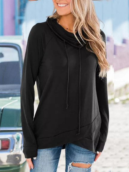 

Black Casual Cowl Neck Pullover Sweatshirt, Hoodies & Sweatshirts