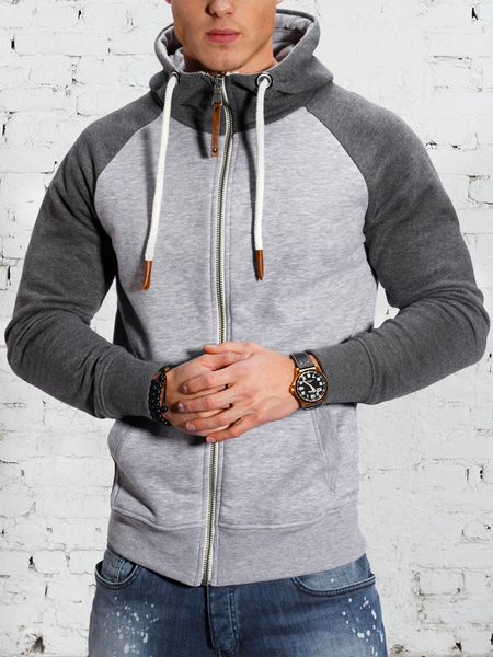 

Autumn and winter men's casual warm color matching sweater Plain Casual Turtleneck Outerwear, Light gray, Outerwear