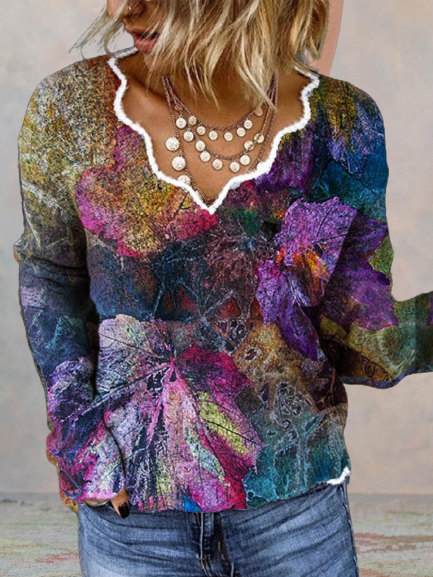 

Printed Cotton-Blend Vintage Shirts & Tops, Blue, Knitwear & Sweaters