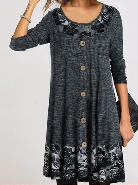 

Casual Long Sleeve Dresses, Gray, Dresses