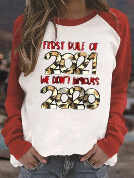 

Vintage Colore-block Lettera Stampato taglia grande Maniche Lunghe Girocollo Casuale Top, Rosso bianco, Hoodies & Sweatshirts