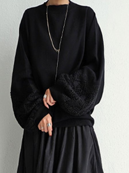 

Lace Paneled Casual Shift Sweatshirts, Black, Sweatshirts & Hoodies