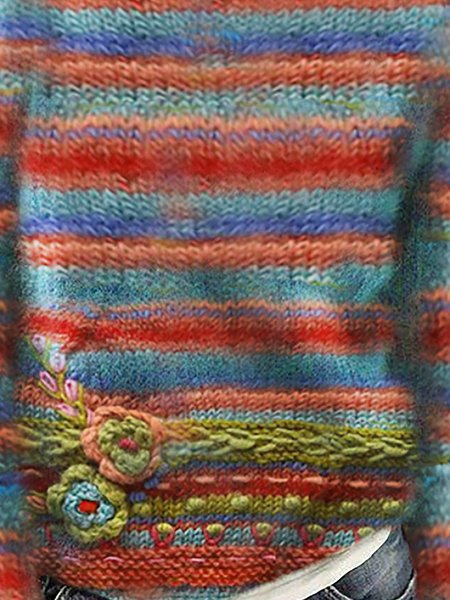 Crew Neck Ombre/tie-Dye Long Sleeve Casual Sweater, Color, Sweaters