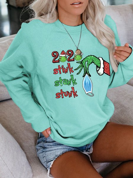 

STINK STANK STUNK Graphic Sweatshirt, Green, Hoodies&Sweatshirts