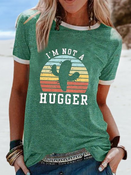 

Plants Casual Color-Block Short Sleeve T-shirt, Lightgreen, Tops