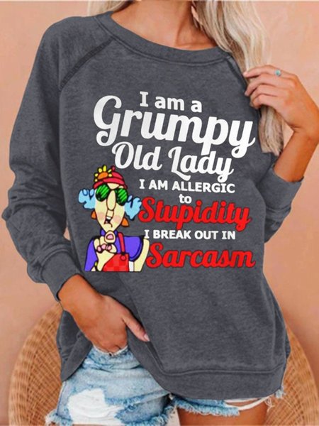 

I Am A Grumpy Old Lady Long Sleeve Top, Deep gray, Hoodies & Sweatshirts