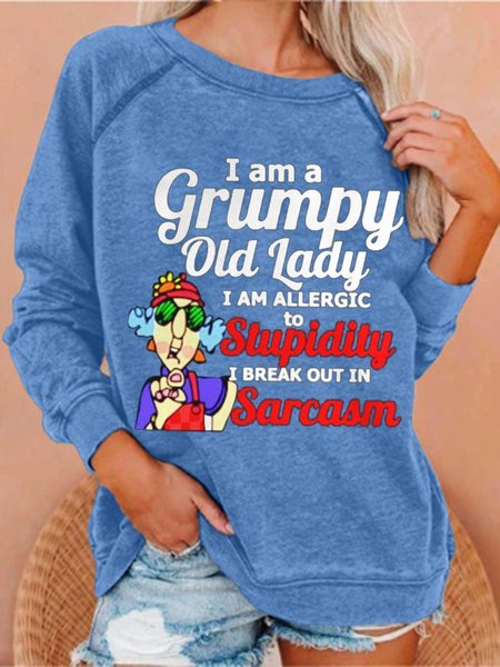 

I Am A Grumpy Old Lady Long Sleeve Sweatshirt, Light blue, Hoodies&Sweatshirts