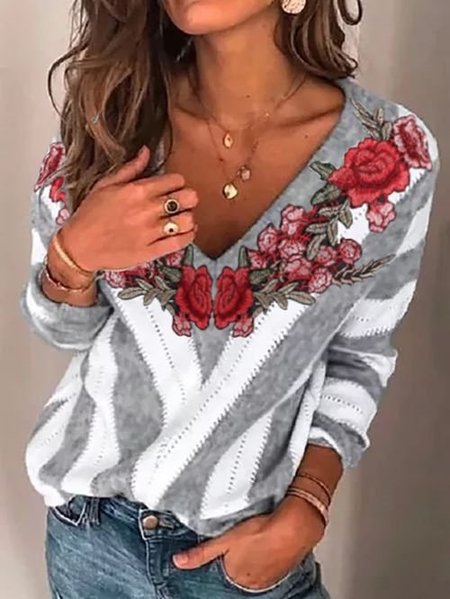 

Floral Sweater, Gray, Sweaters