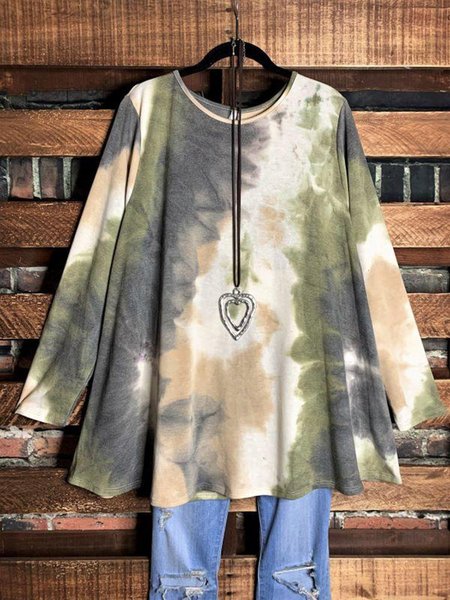 Crew Neck Long Sleeve Casual Shirt & Top, Multicolor, Long sleeve tops