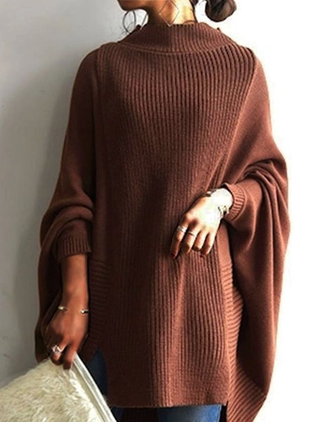 

Turtleneck Knitted Simple & Basic Plain Sweater, As picture, Sweaters