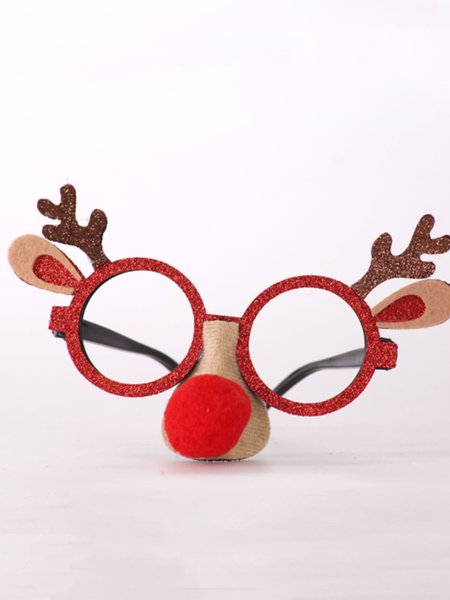 Christmas Gift Antlers Snowman Santa Claus Decoration Glasses Frame, Red, Accessories