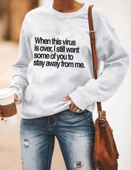 

Women's Funny Print Sweatshirt, White, Hoodies&Sweatshirts