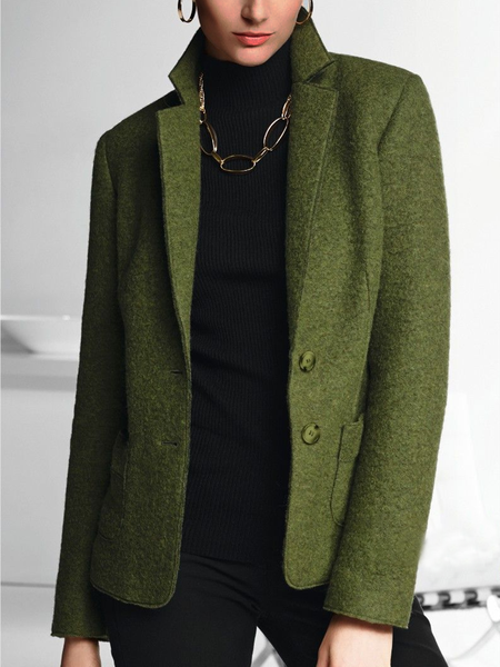 

Vintage Plain Lapel Jacket, Green, Blazers