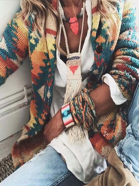 

Long Sleeve Casual Outerwear, Multicolor, Outerwear