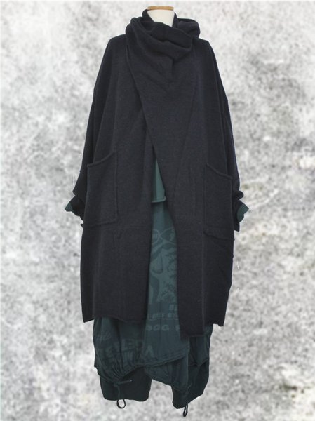 

A-Line Long Sleeve Vintage Jacket, Deep gray, Cardigans