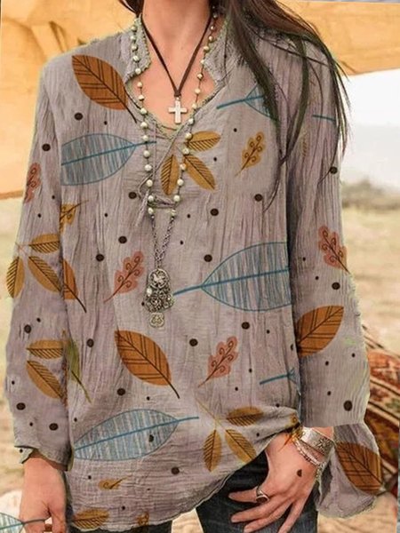 

Top Maniche Lunghe Stampato Misto Cotone, Caffè, Blouses & Shirts