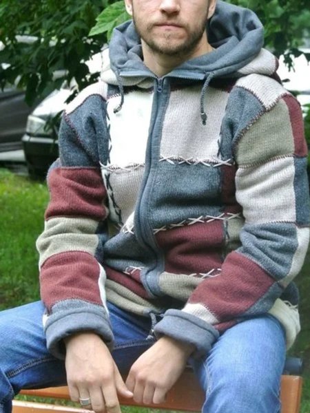 

Multicolor Hoodie Casual Cotton-Blend Sweater, Men's Sweater