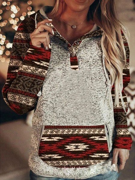 

Cotton Vintage Long Sleeve Sweatshirt, Red, Tops
