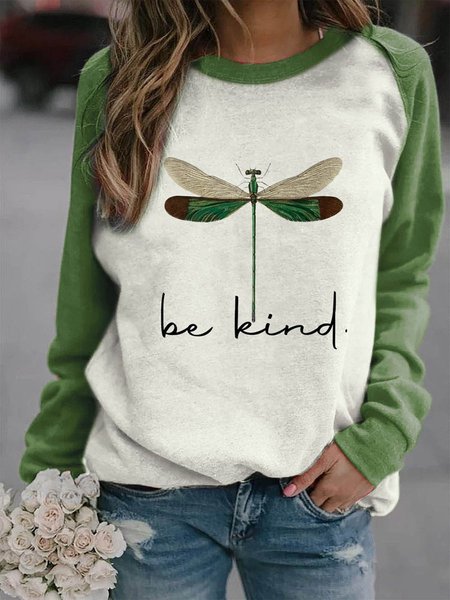 

Be kind Dragonfly Print Sweatshirt, Green, Hoodies&Sweatshirts