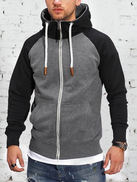 

Felpa Autunno e Inverno Casuale Gli Sport Colore-block Casuale Giacca, Grigio scuro, Hoodies&Sweatshirts