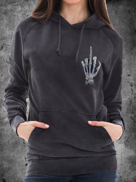 

Long Sleeve Punk Sweatshirt, Black, Winter Clearance