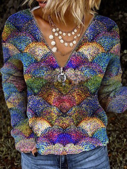 

Knitted Casual Sweater, As picture, Knitwear & Sweaters
