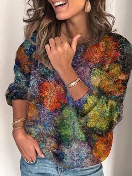 

Top Maniche Lunghe Stampato, Multicolore, Knitwear